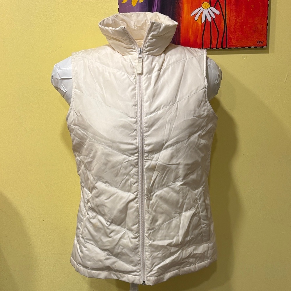 Lands End White Puffer Vest
